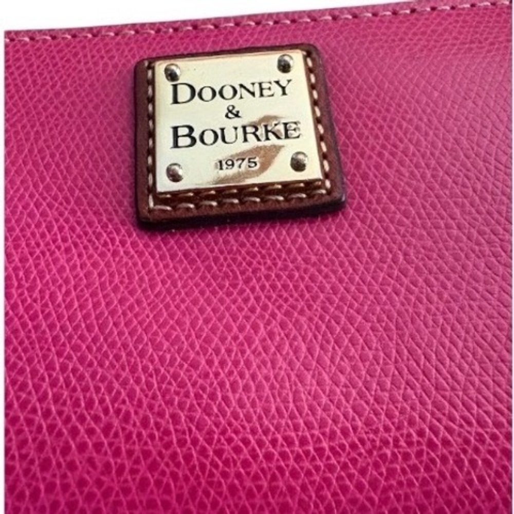 Dooney & Bourke Pink Pebble Grain Zip Clutch with Tan Trim - Picture 8 of 8